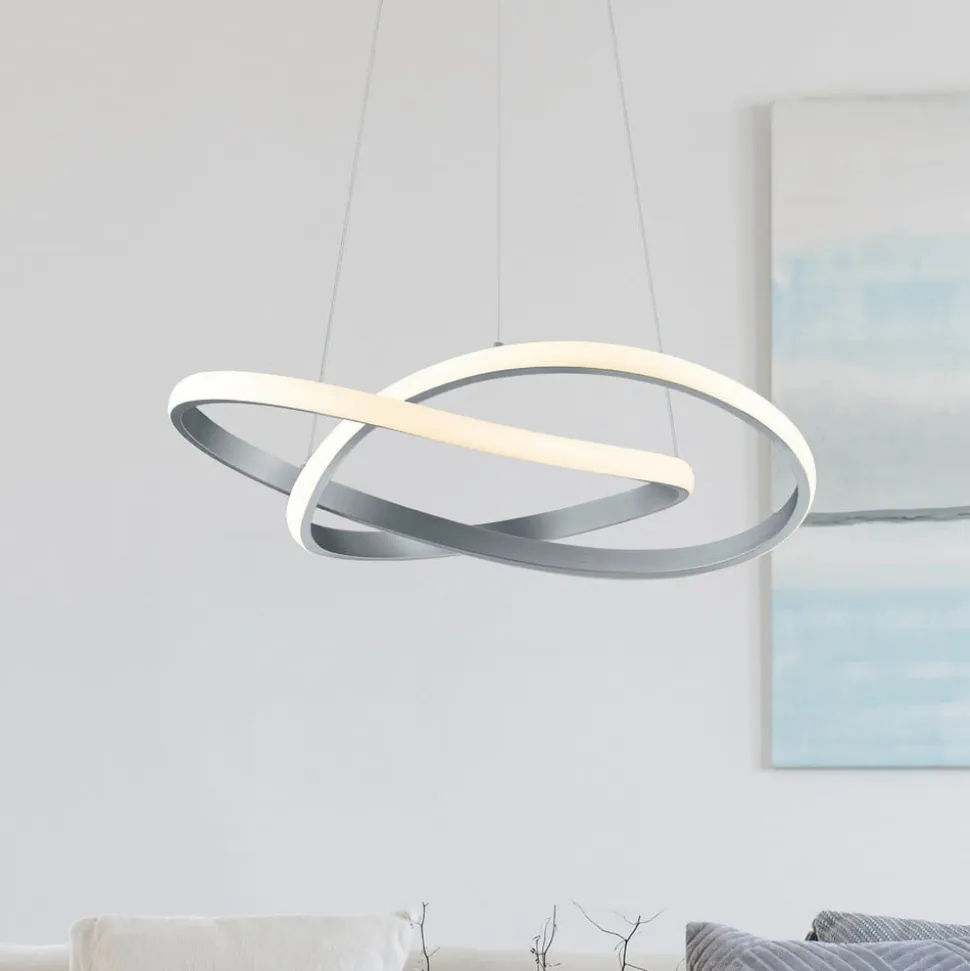 LED-pendel Course, mat nikkel, 3.000 K, Ø 60 cm, metal