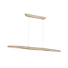 LED-pendellampe Kenzie, længde 60 cm, lysebrun, træ, CCT