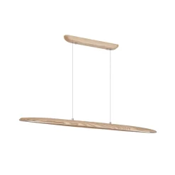 LED-pendellampe Kenzie, længde 60 cm, lysebrun, træ, CCT
