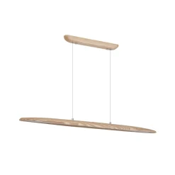 LED-pendellampe Kenzie, længde 60 cm, lysebrun, træ, CCT