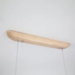 LED-pendellampe Kenzie, længde 60 cm, lysebrun, træ, CCT