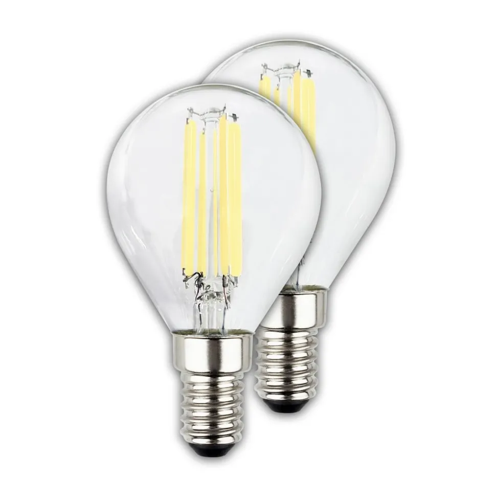 LED-pære dråbe E14 4W klar 3000K 840lm energiklasse 2er
