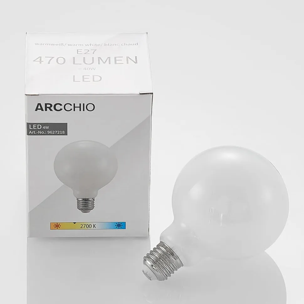 LED-pære E27 4 W 2.700 K G95 globe dæmpes opal, 3