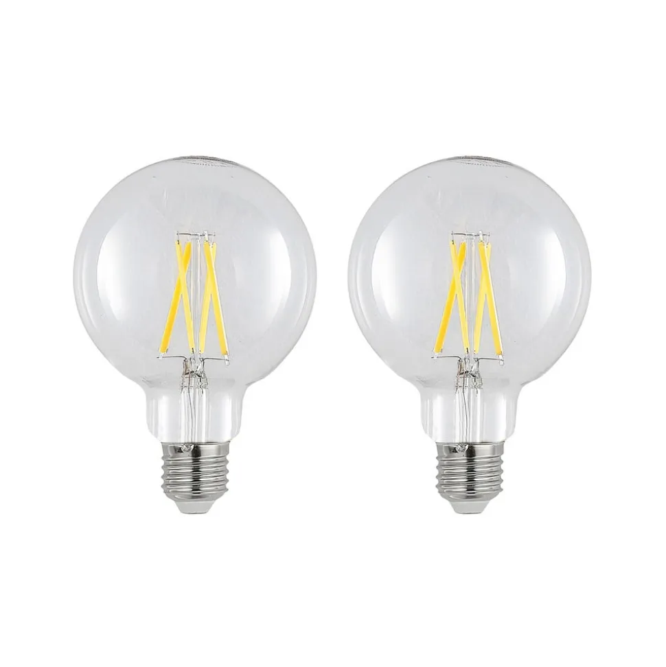 LED-pære E27 8 W 2.700 K G95 globe klar 2 stk