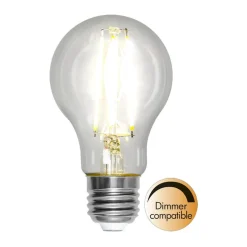 LED-pære, E27, 8 W, klar, glødetråd, 4.000 K, dæmpbar