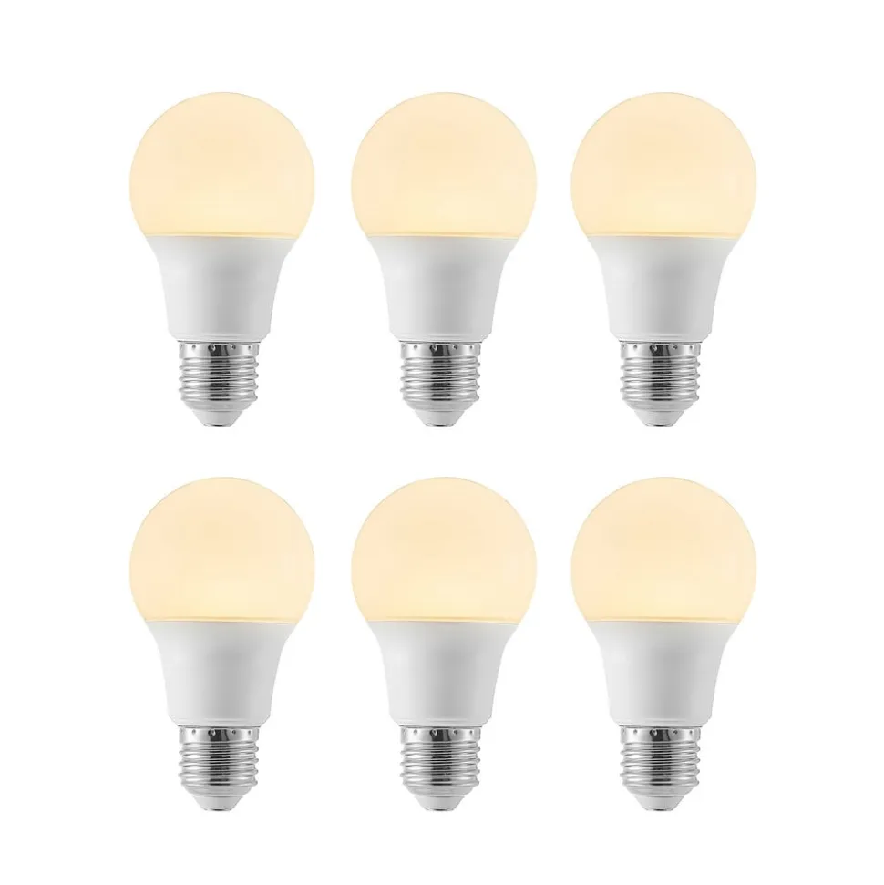 LED-pære E27 A60 8 W 3.000 K opal, sæt med 6 stk