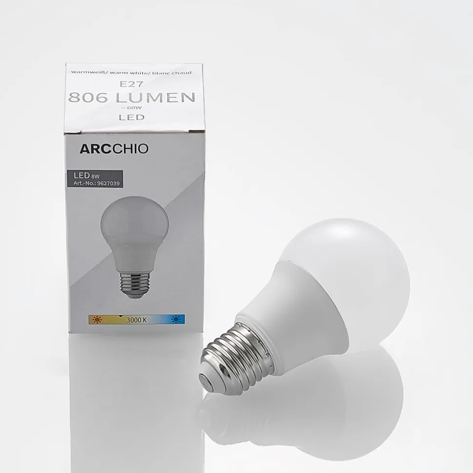 LED-pære E27 A60 8 W 3.000 K opal, sæt med 6 stk
