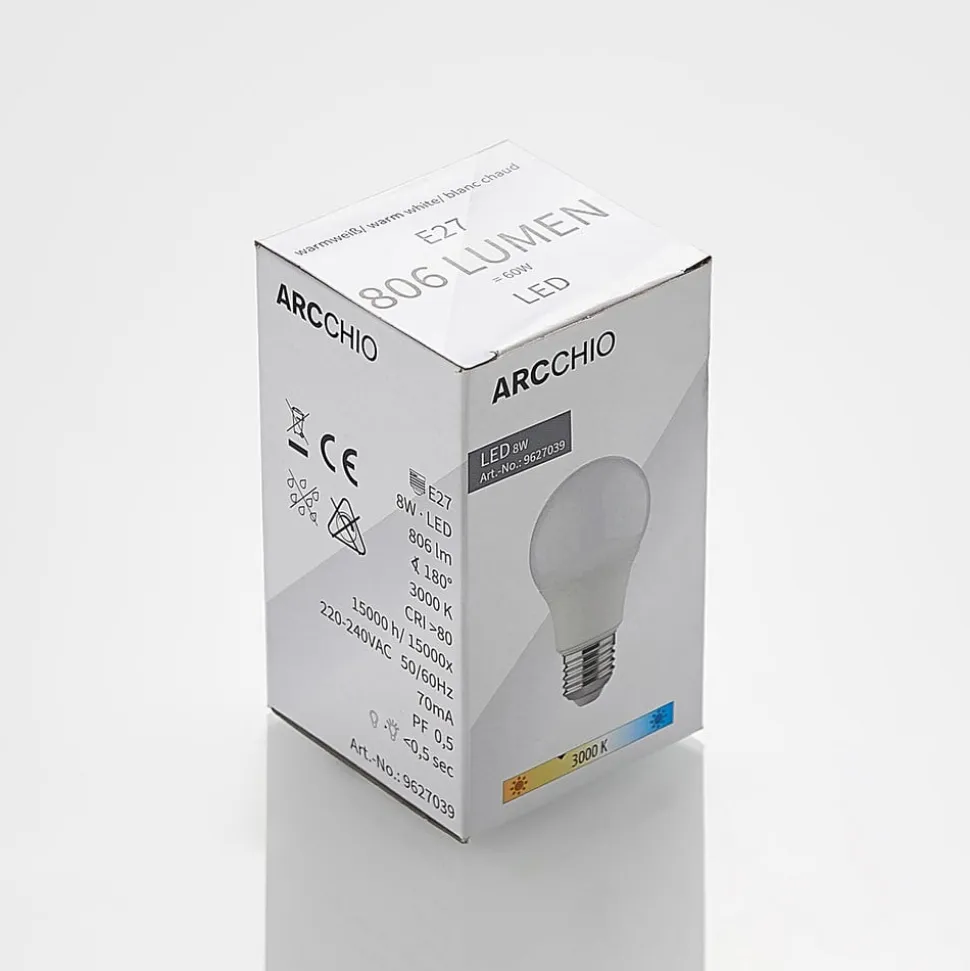 LED-pære E27 A60 8 W 3.000 K opal, sæt med 6 stk