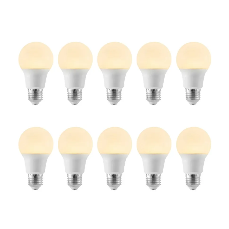 LED-pære E27 A60 8 W 3.000 K opal, sæt med 10 stk