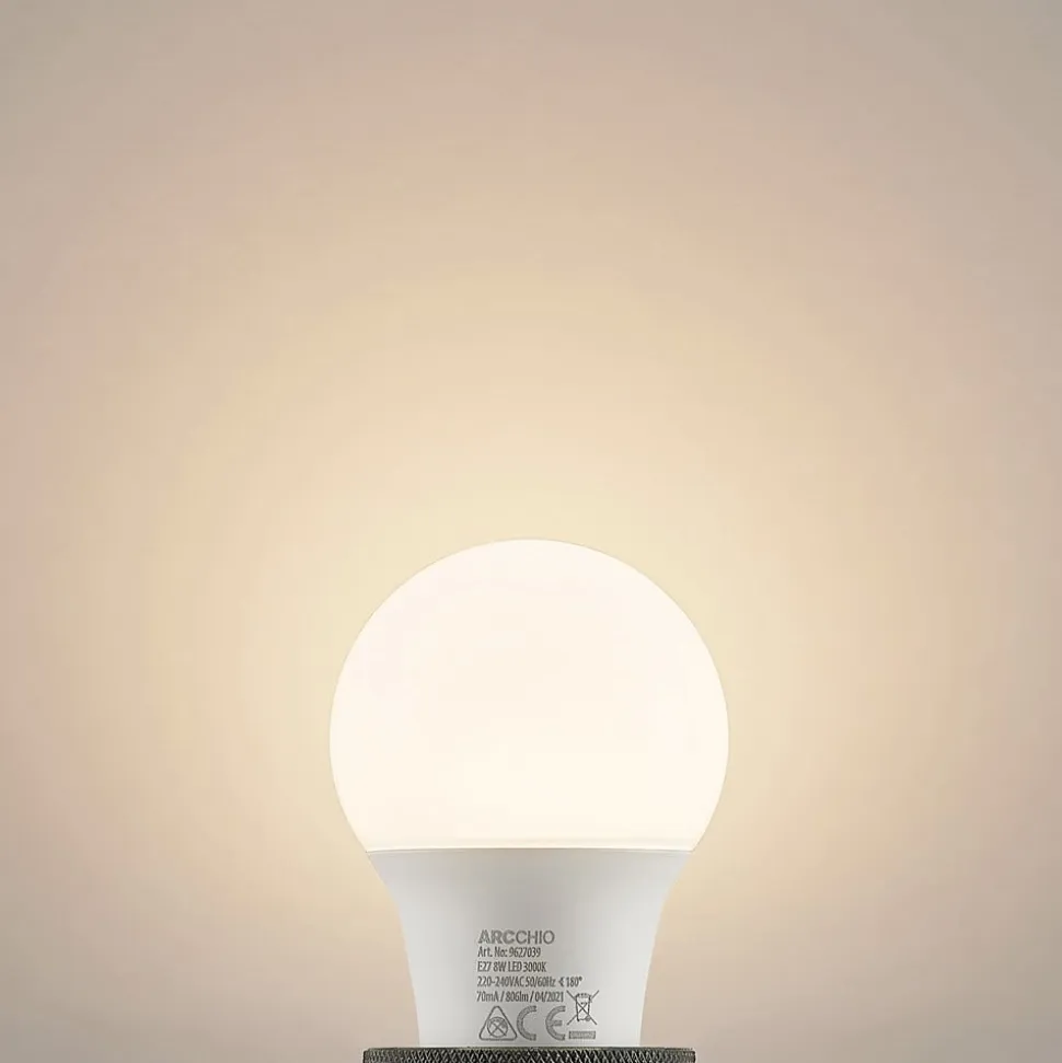 LED-pære E27 A60 8 W 3.000 K opal, sæt med 10 stk