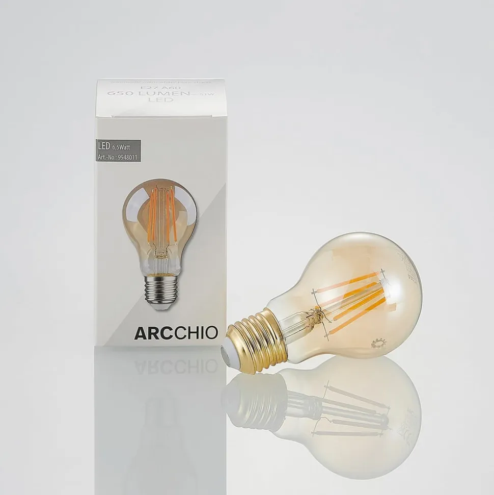 LED-pære E27 A60 6,5W 2.500K ravfarvet 3-trins dæmpbar