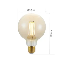 LED-pære E27 G95 6,5W 2.500K ravfarvet 3-trins dæmpbar