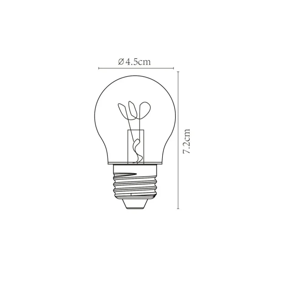 LED-pære E27 G45 3W ravfarvet 2.200K dæmpbar