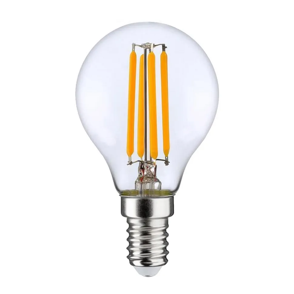 LED-pære E14 P45, 4W, klar, 2.700K, dæmpbar, sæt med 3 stk