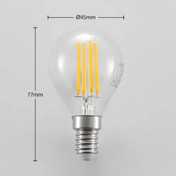 LED-pære E14 P45, 4W, klar, 2.700K, dæmpbar, sæt med 3 stk