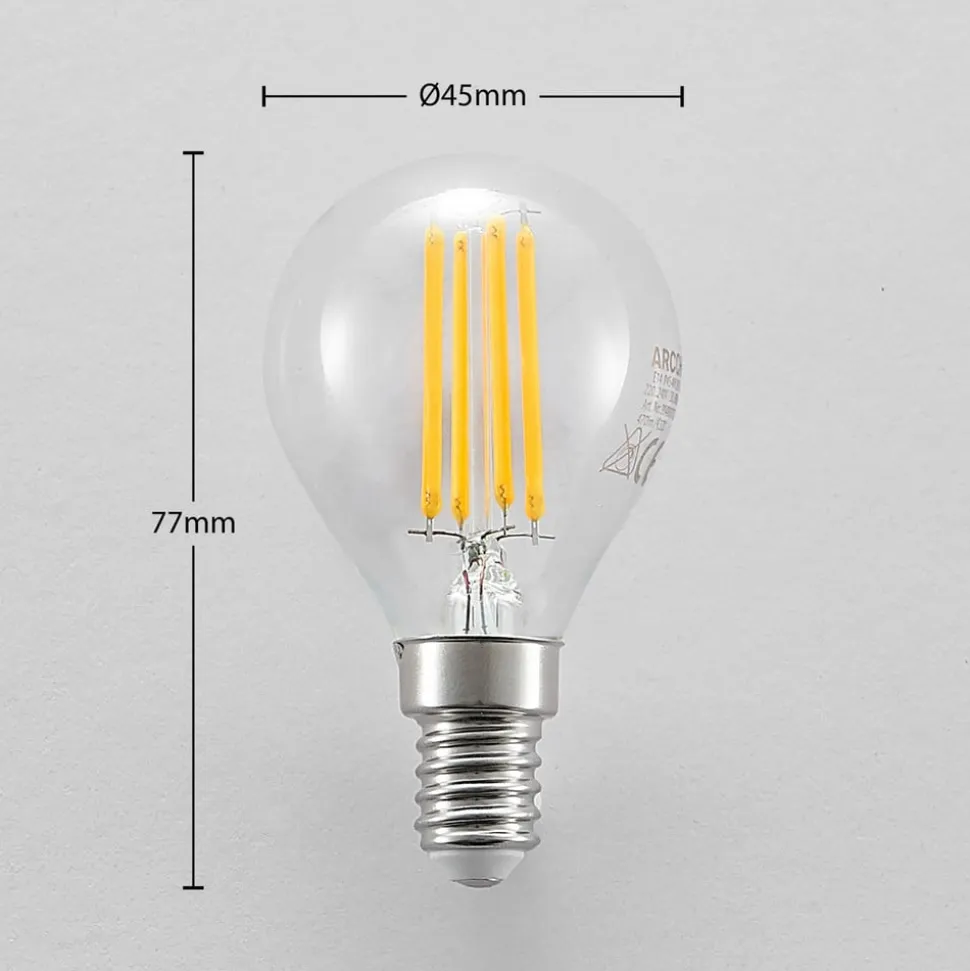 LED-pære E14 P45, 4W, klar, 2.700K, dæmpbar, sæt med 2 stk