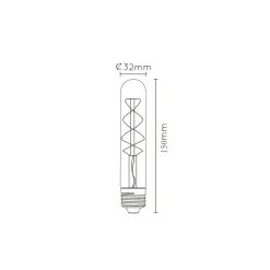LED-pære E27 rør T30 5W 2,200K, dæmpbar 15cm