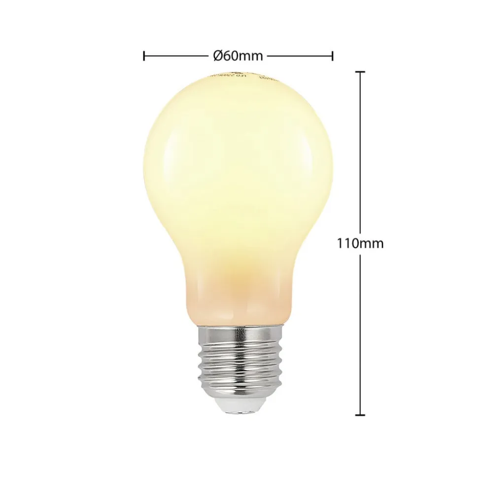 LED-pære E27 6W 2.700 K dæmpes opal 3 stk