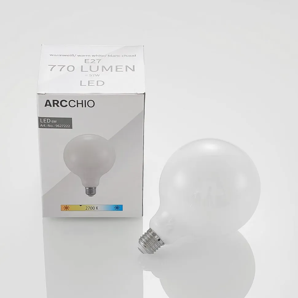LED-pære E27 6W 2.700 K G125 kan dæmpes opal 3 stk