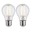LED-pære E27 7W filamentpære 2.700K klar 2-pak