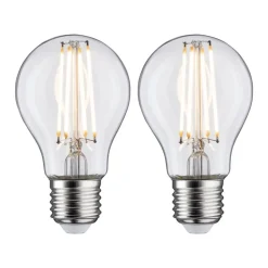 LED-pære E27 7W filamentpære 2.700K klar 2-pak