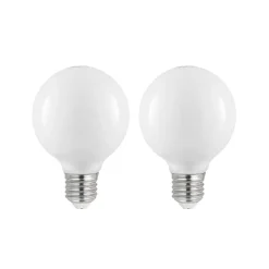 LED-pære E27 8W G80 2.700K dæmpbar, opal, sæt med 2 stk