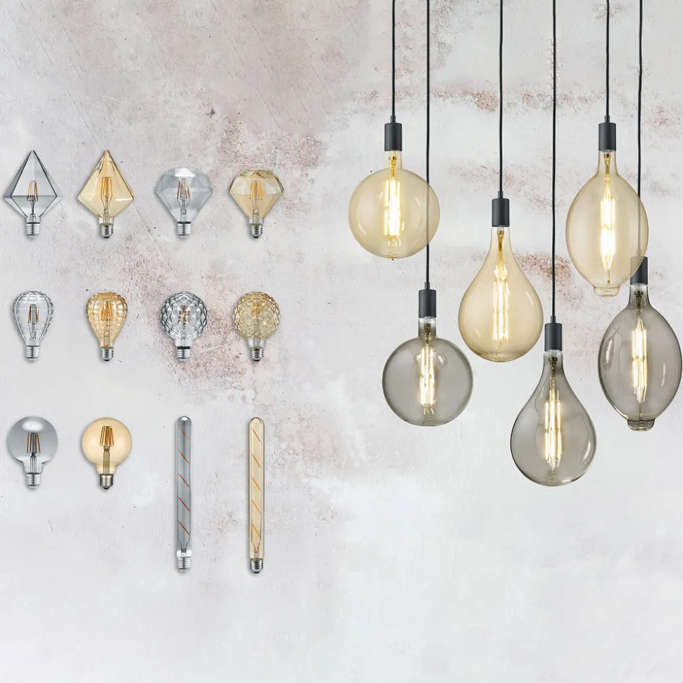 LED-pære E27 4W 2.700K diamantfilament rav