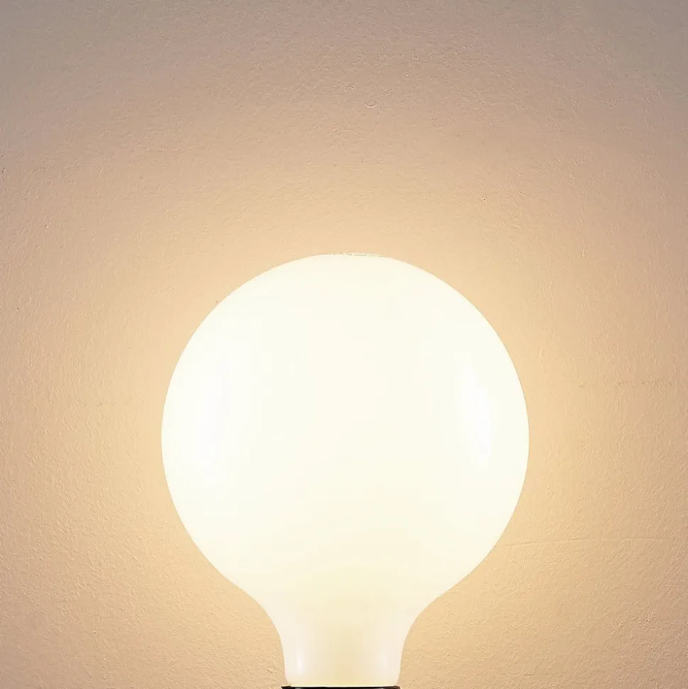 LED-pære E27 8W 2.700K G125 Globe, dæmpbar, opal