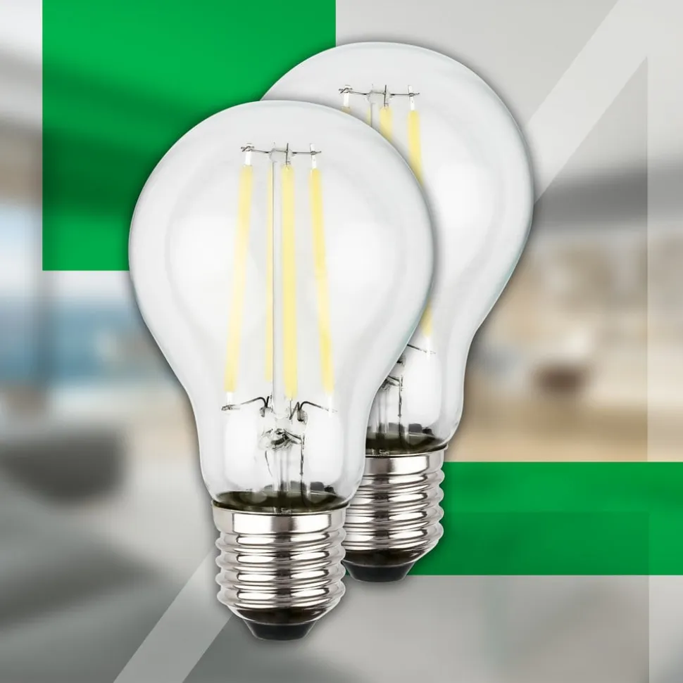 LED-pære E27 5W klar 3000K 1055 lm energiklasse 2er