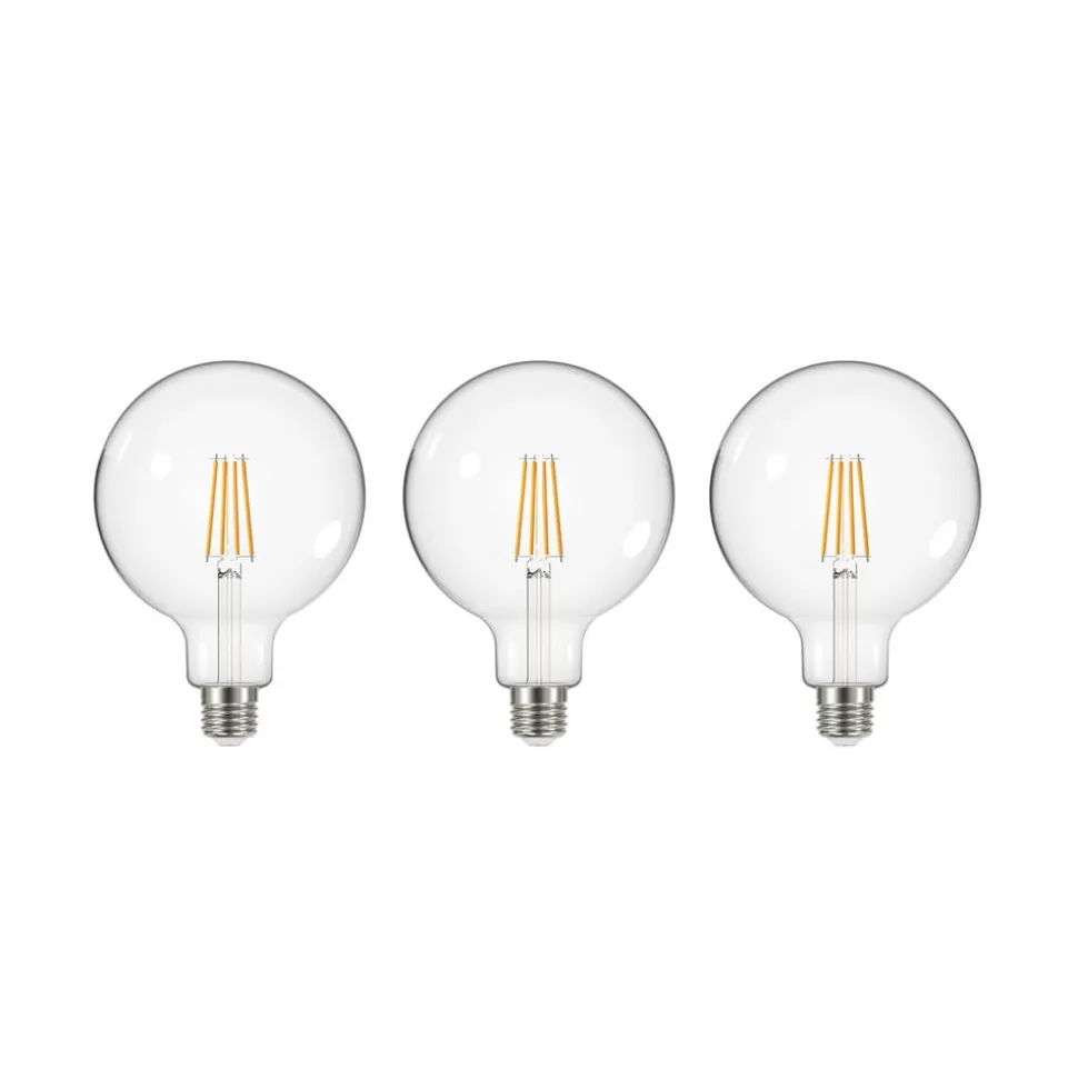 LED-pære med klar glødetråd E27 G125 3,8W 3000K 806lm 3er