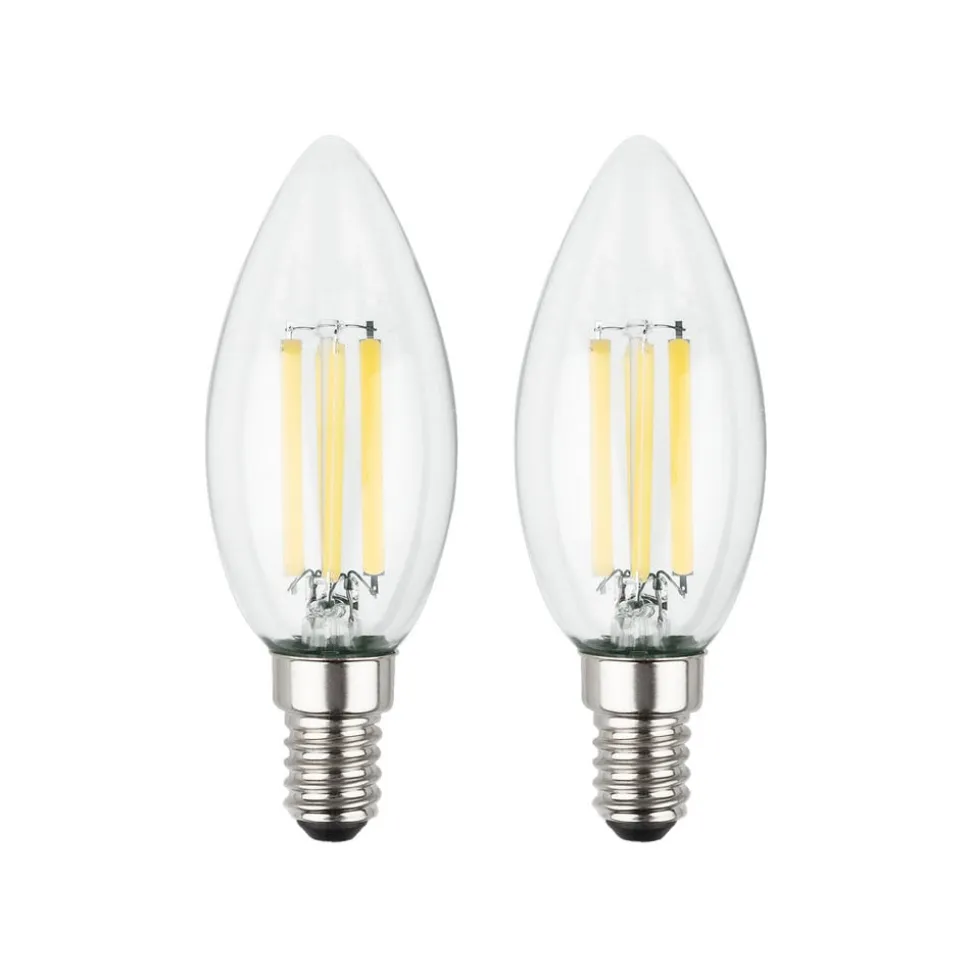 LED-pære stearinlys E14 2,5W klar 3000K 525 lm energiklasse 2er