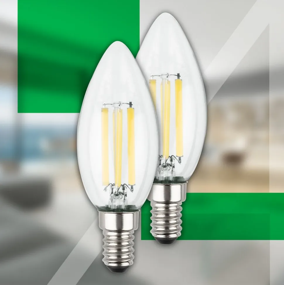 LED-pære stearinlys E14 2,5W klar 3000K 525 lm energiklasse 2er