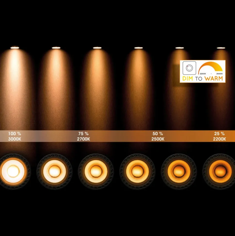 LED-reflektor GU10 12 W 3.000 K, dim to warm, sort