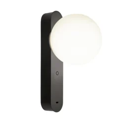 LEDS-C4 LED-væglampe Perlina, USB-port, sort, stål