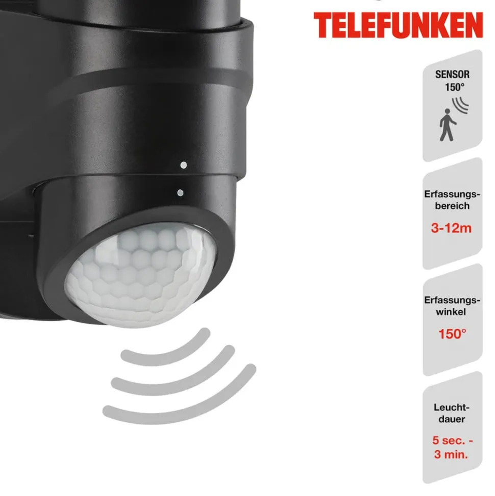 LED-sensor udendørs vægspot Bilbao 2 lyskilder sort