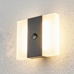LED-sensor-udendørs væglampe Kumi, grafit, IP44