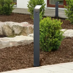 LED-sensor-vejlampe PEARL, højde 50 cm, antracitgrå metal, IP54