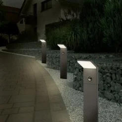 LED-sensor-vejlampe PEARL, højde 50 cm, antracitgrå metal, IP54