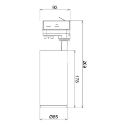 LED-skinnespot Lucea 3-faset 15W sort