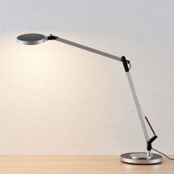 LED-skrivebordlampe Rilana med dæmper, sølv