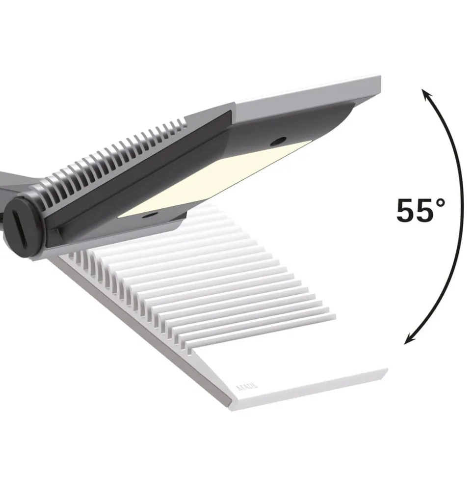 LED-skrivebordslampe MAULsolaris, sølv, højde 64 cm