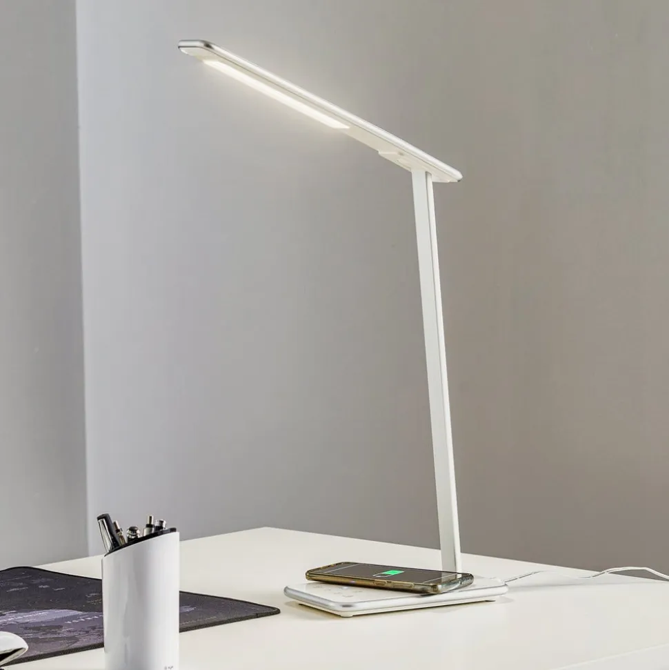 LED-skrivebordslampe Orbit med induktion sølv