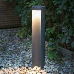 LED-sokkellampe Chandra, mørkegrå, aluminium, højde 45 cm