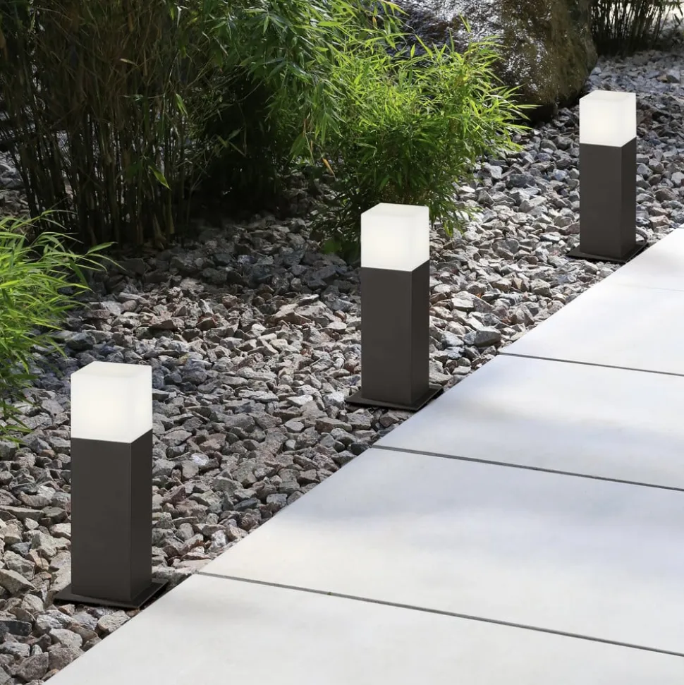 LED-sokkellampe HUDSON, antracit, højde 30 cm, metal IP44
