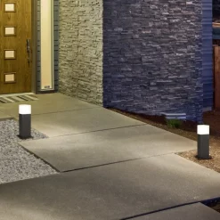 LED-sokkellampe HUDSON, antracit, højde 30 cm, metal IP44