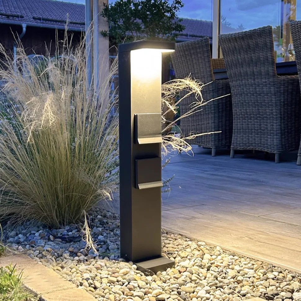 LED-sokkellampe Stikkontaktkolonne Lerna, 60 cm, aluminium mørkegrå