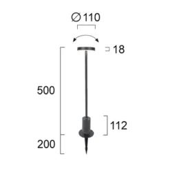 LED-sokkellampe Tango mørkegrå Højde 50 cm Metal, jordspyd