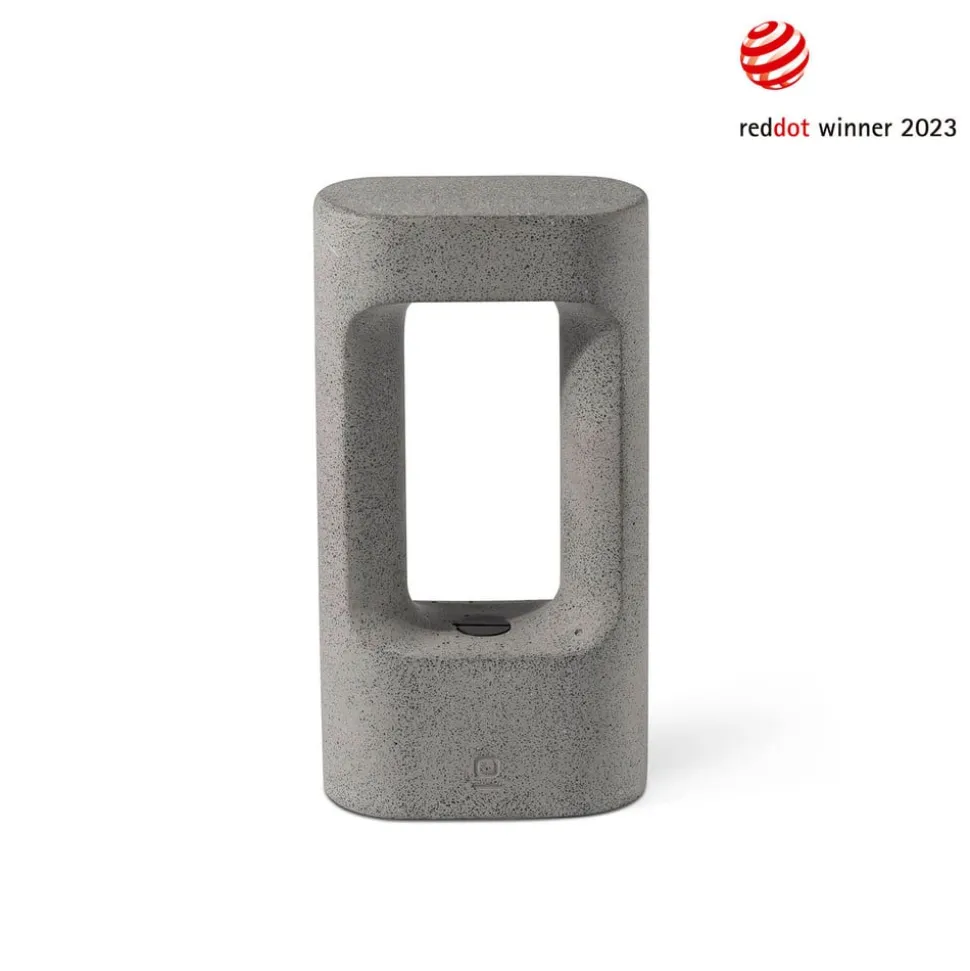LED-sokkellampe Totem, grå, beton, højde 28,5 cm