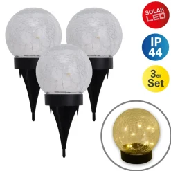 LED-solcelle-dekolampe 5248203 i glas, sæt med 3