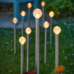 LED-solcelle-jordspyd GlowBall, 10 stk. sæt, 44 cm, IP44